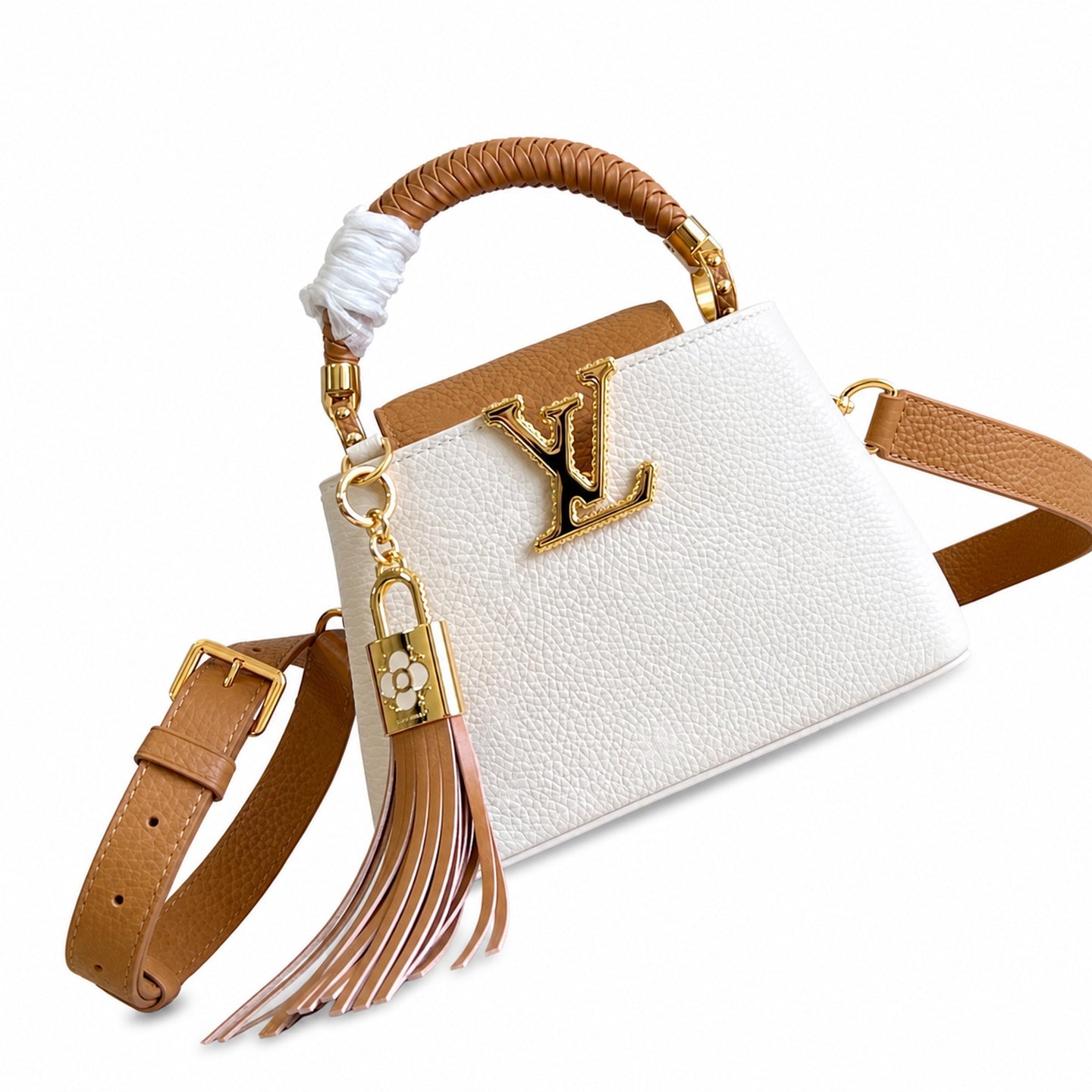 Louis Vuitton Capucines Mini Leather White Brown Handbag