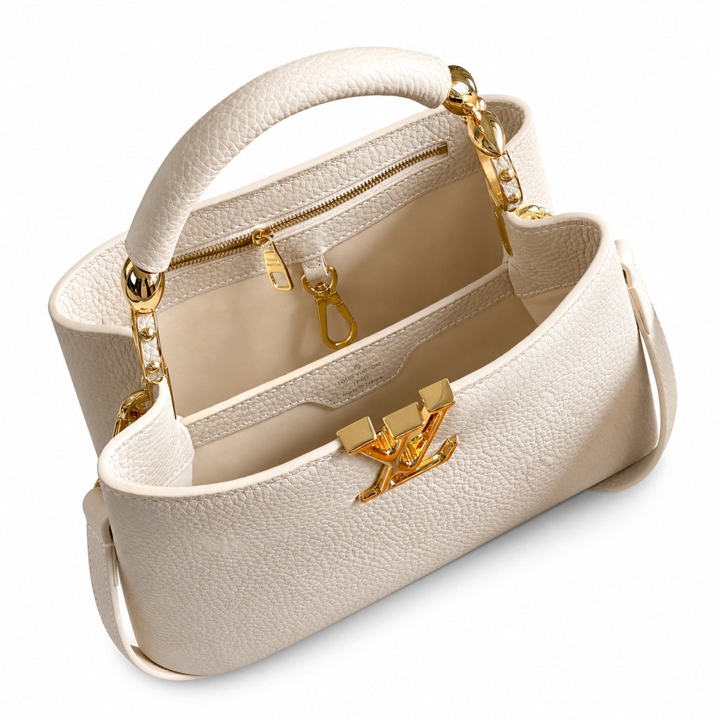 Louis Vuitton Capucines Leather White Gold Handbag