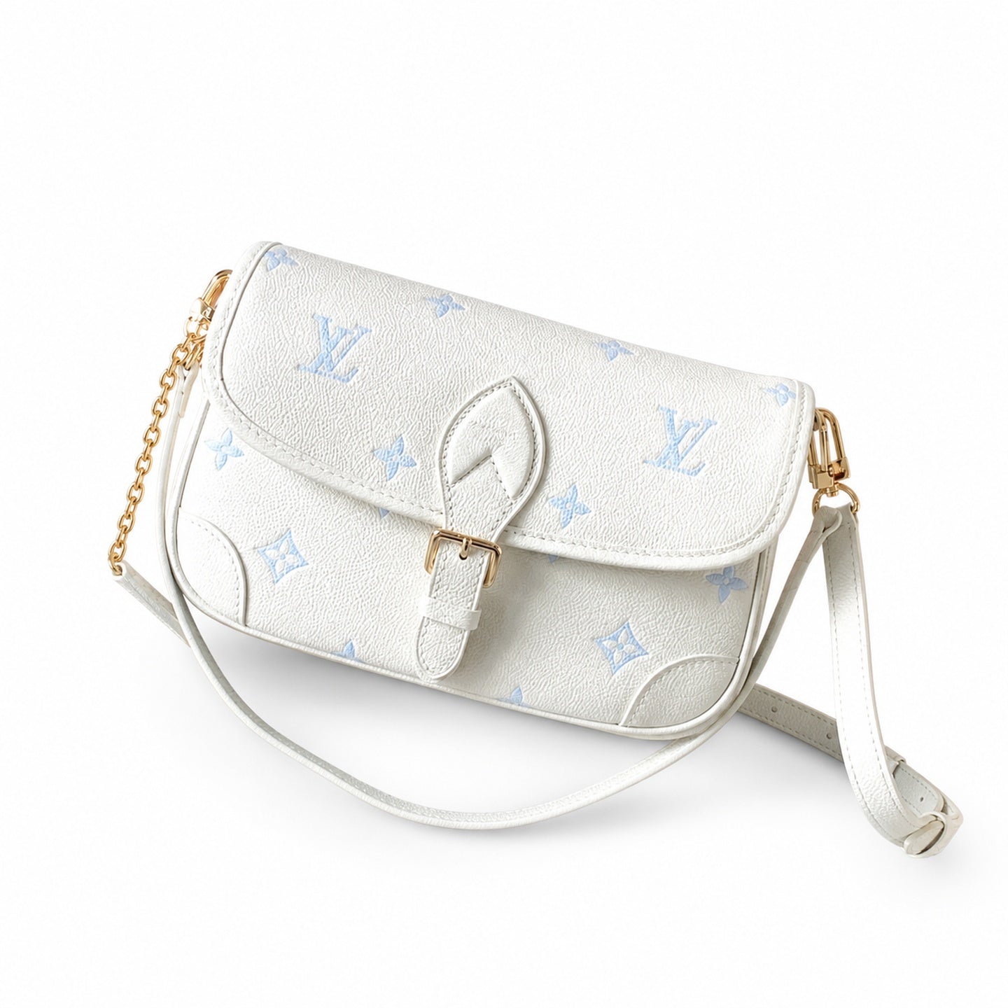 Louis Vuitton Diane Small Leather White Blue Gold Handbag