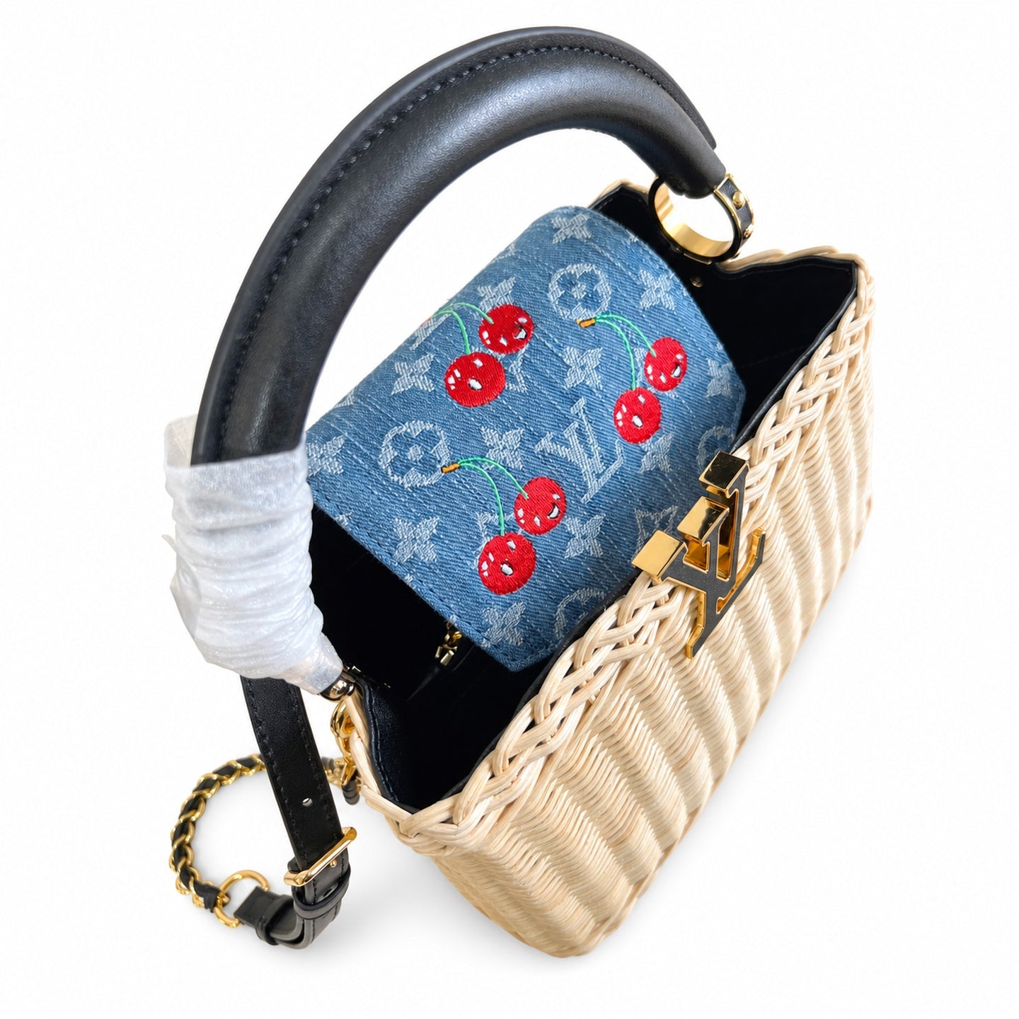 Louis Vuitton Capucines Takashi Murakami Small Black Handbag