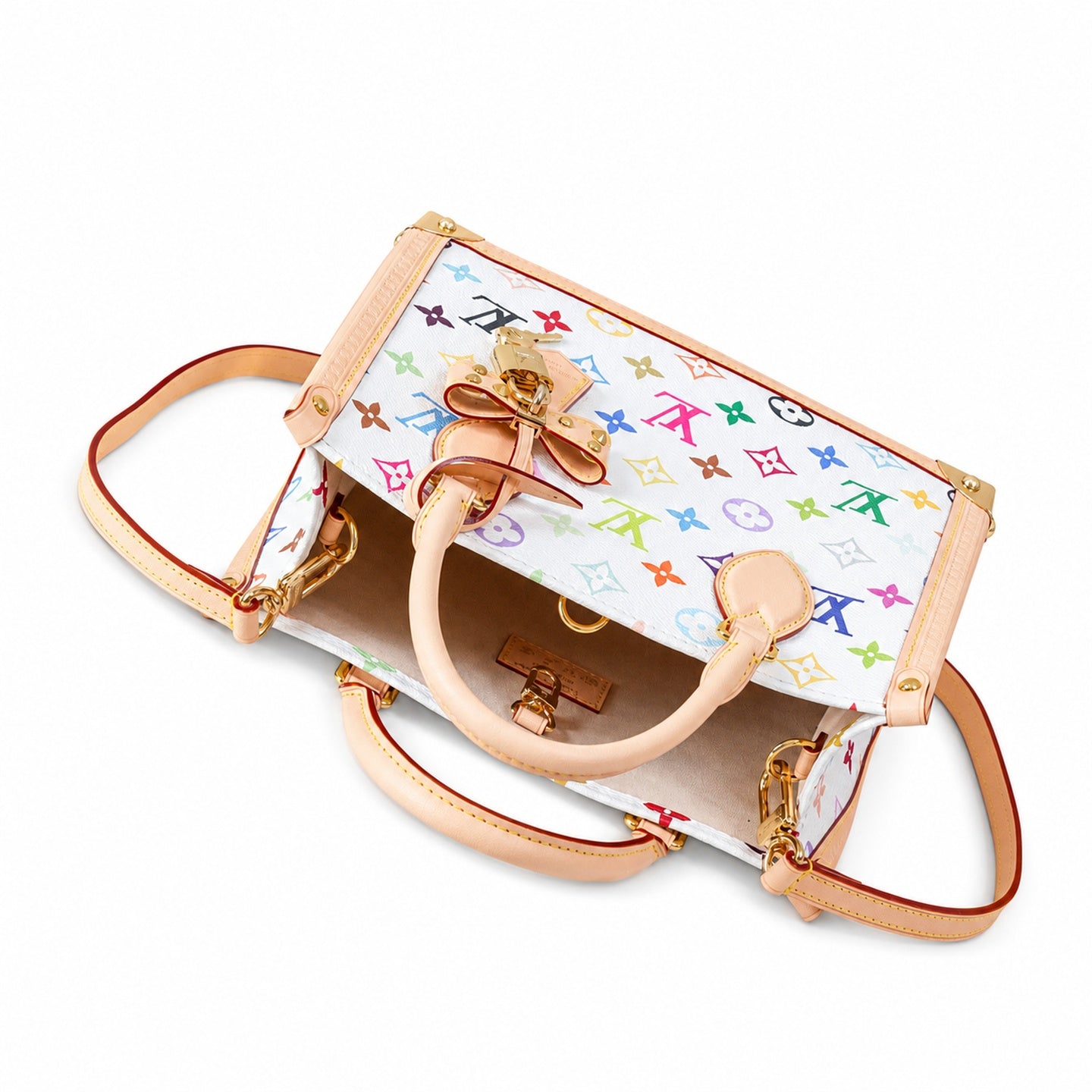 Louis Vuitton OnTheGo Small Canvas Leather White Handbag