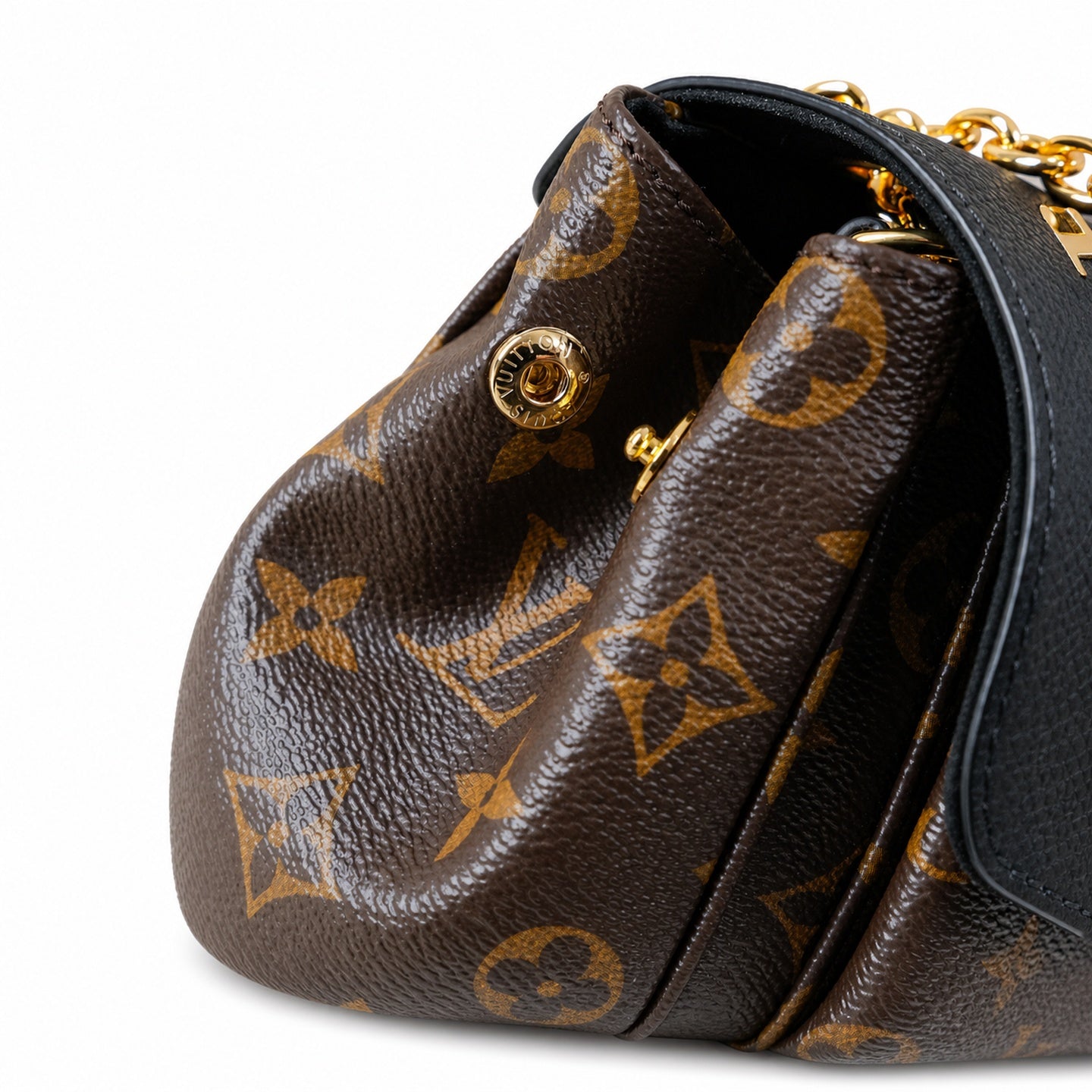 Louis Vuitton Canvas Leather Black Gold Handbag