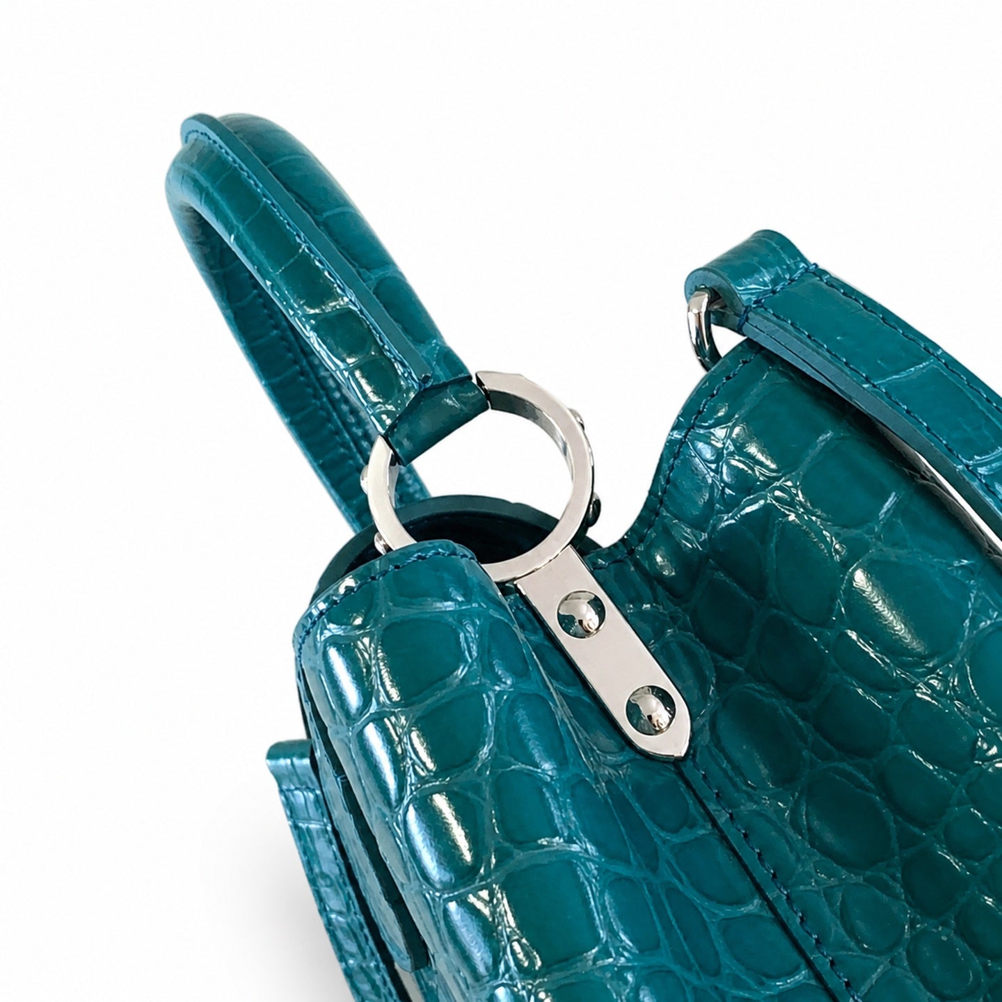 Louis Vuitton Capucines Medium Croc-Embossed Leather Green Silver Handbag