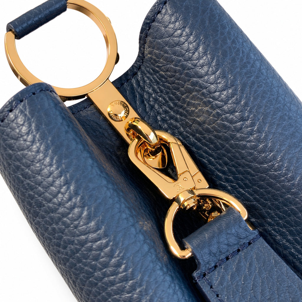 Louis Vuitton Capucines Small Leather Blue Gold Handbag