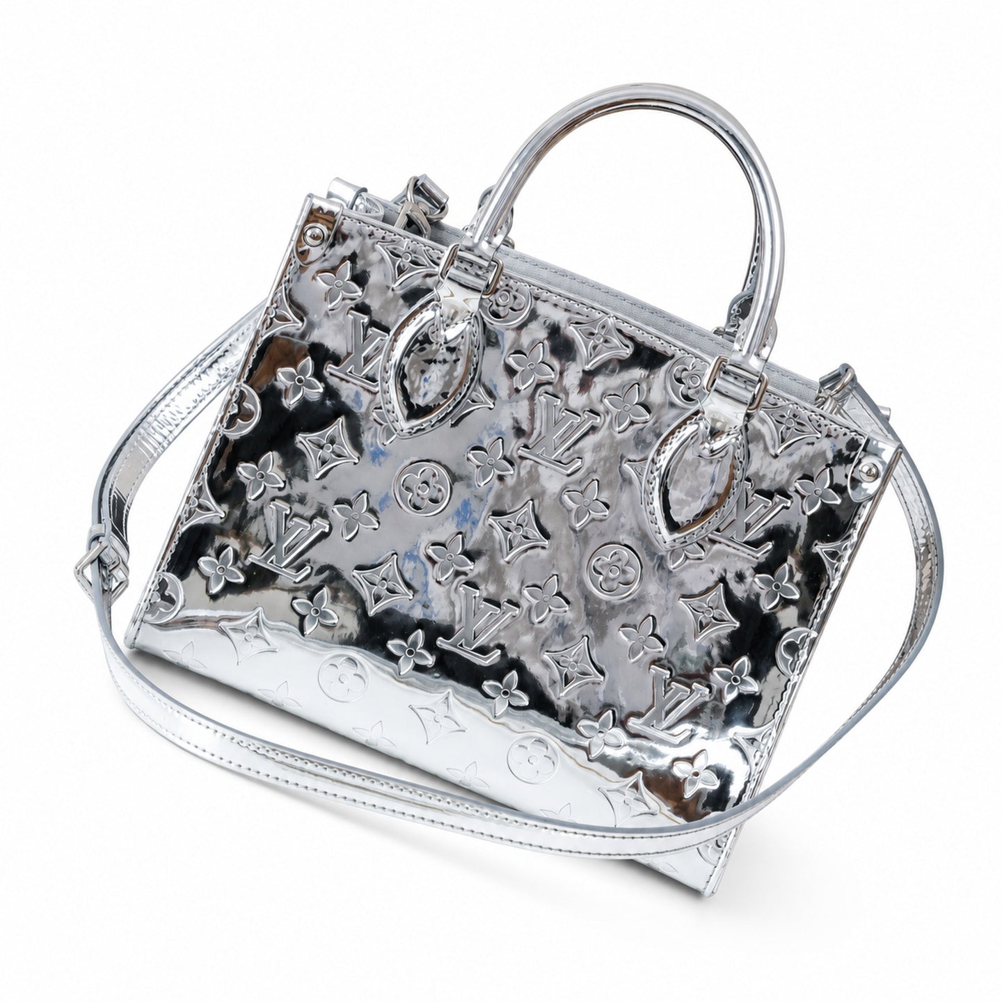 Louis Vuitton OnTheGo Small Canvas Silver Handbag