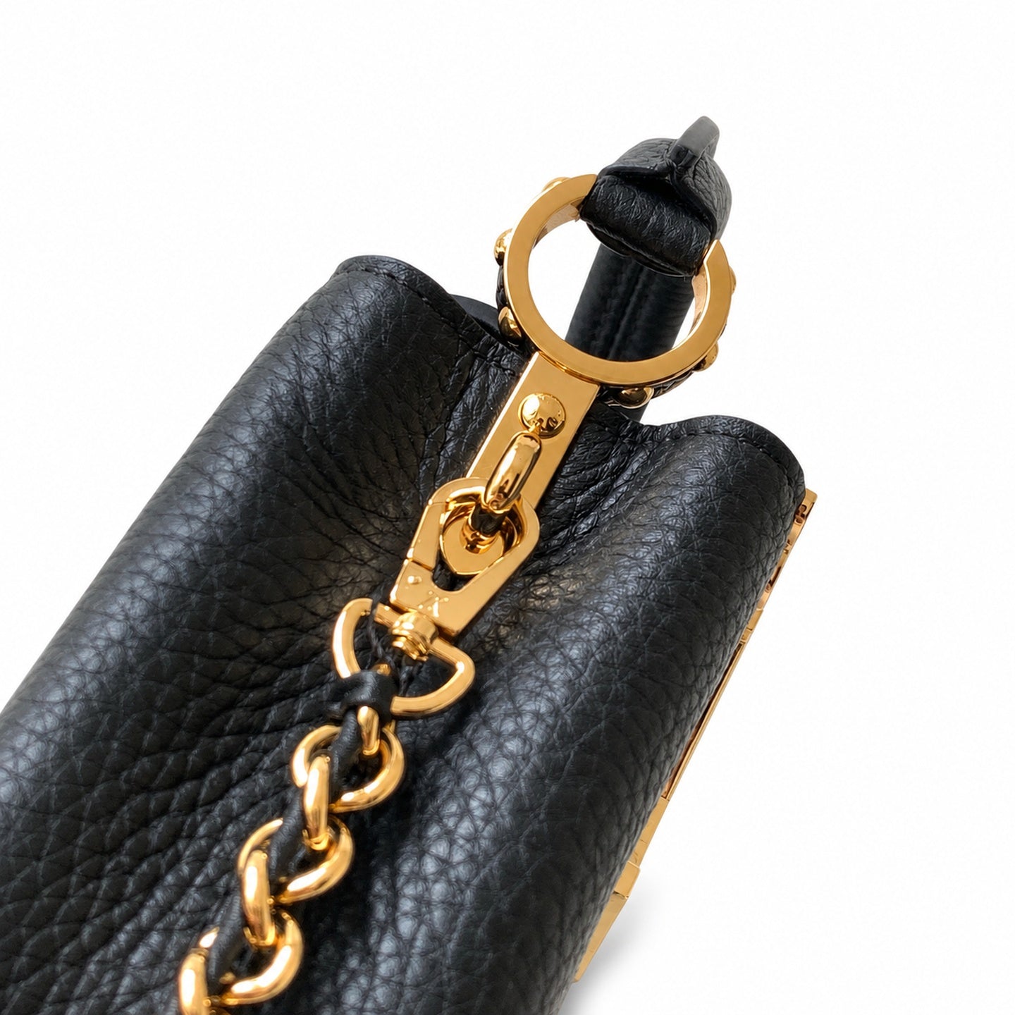 Louis Vuitton Capucines Leather Black White Handbag