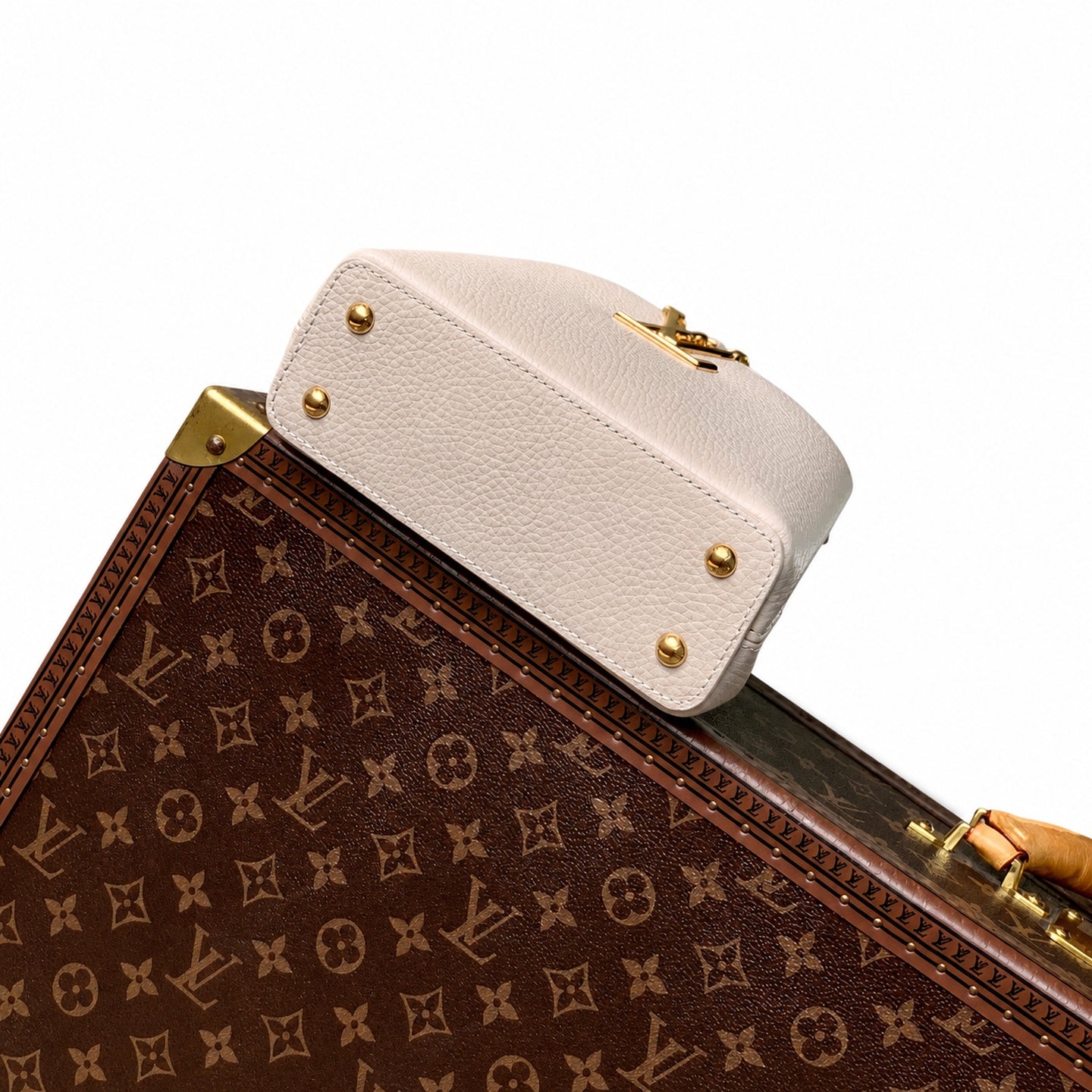 Louis Vuitton Capucines Mini Leather Beige Gray Handbag