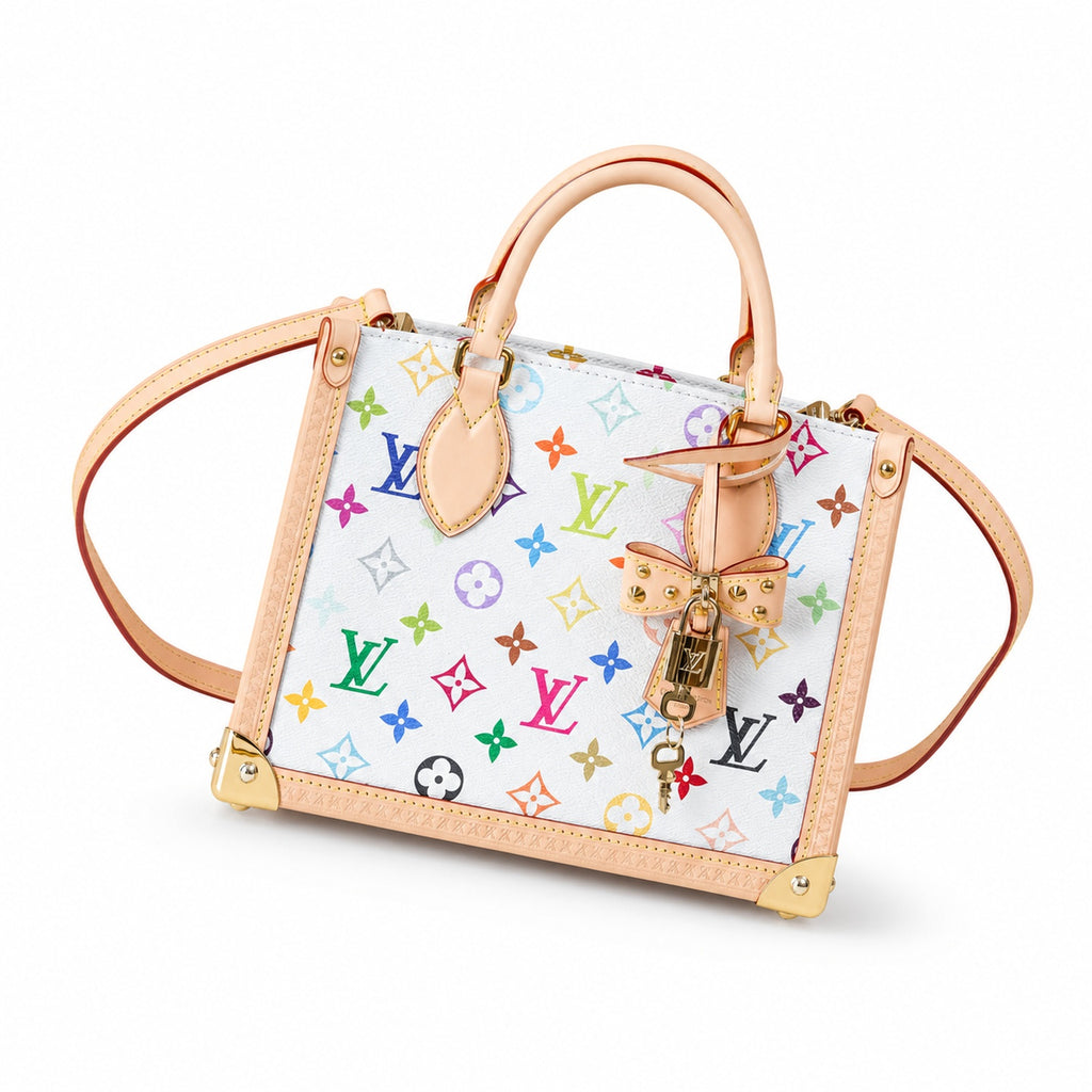 Louis Vuitton OnTheGo Small Canvas Leather White Handbag