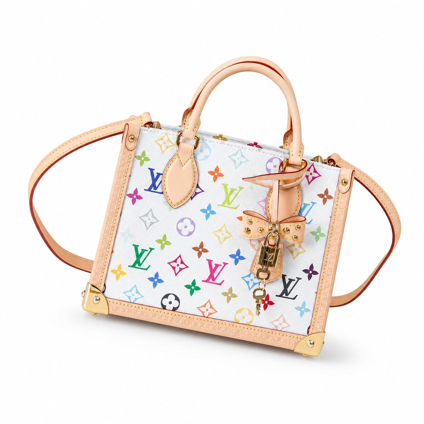 Louis Vuitton OnTheGo Small Canvas Leather White Handbag