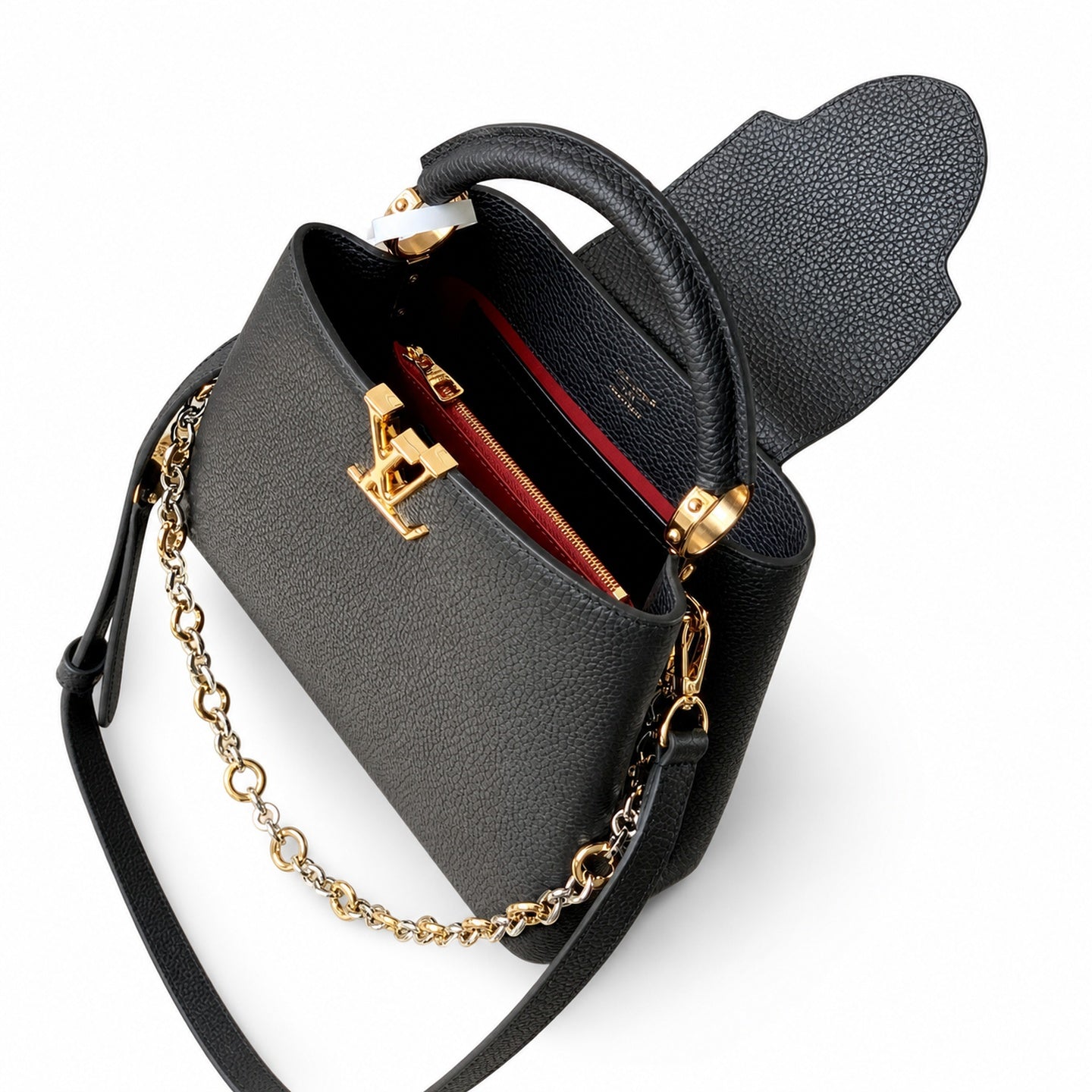 Louis Vuitton Capucines Small Leather Black Handbag