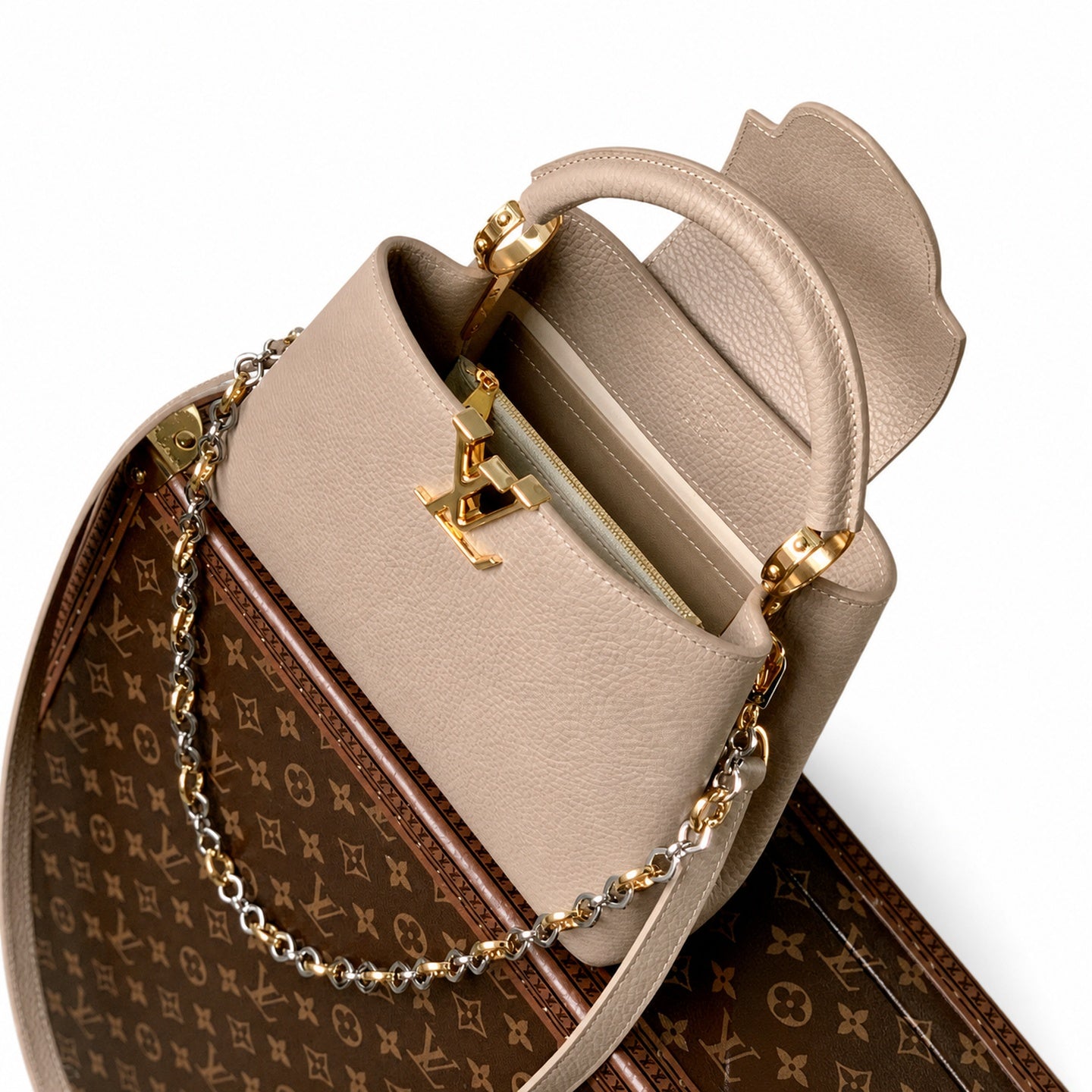 Louis Vuitton Capucines Small Leather Gray Handbag
