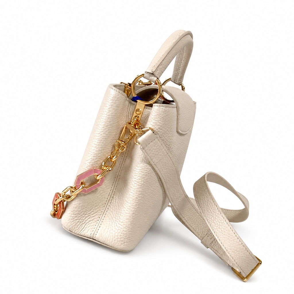 Louis Vuitton Capucines Small Leather White Gold Handbag