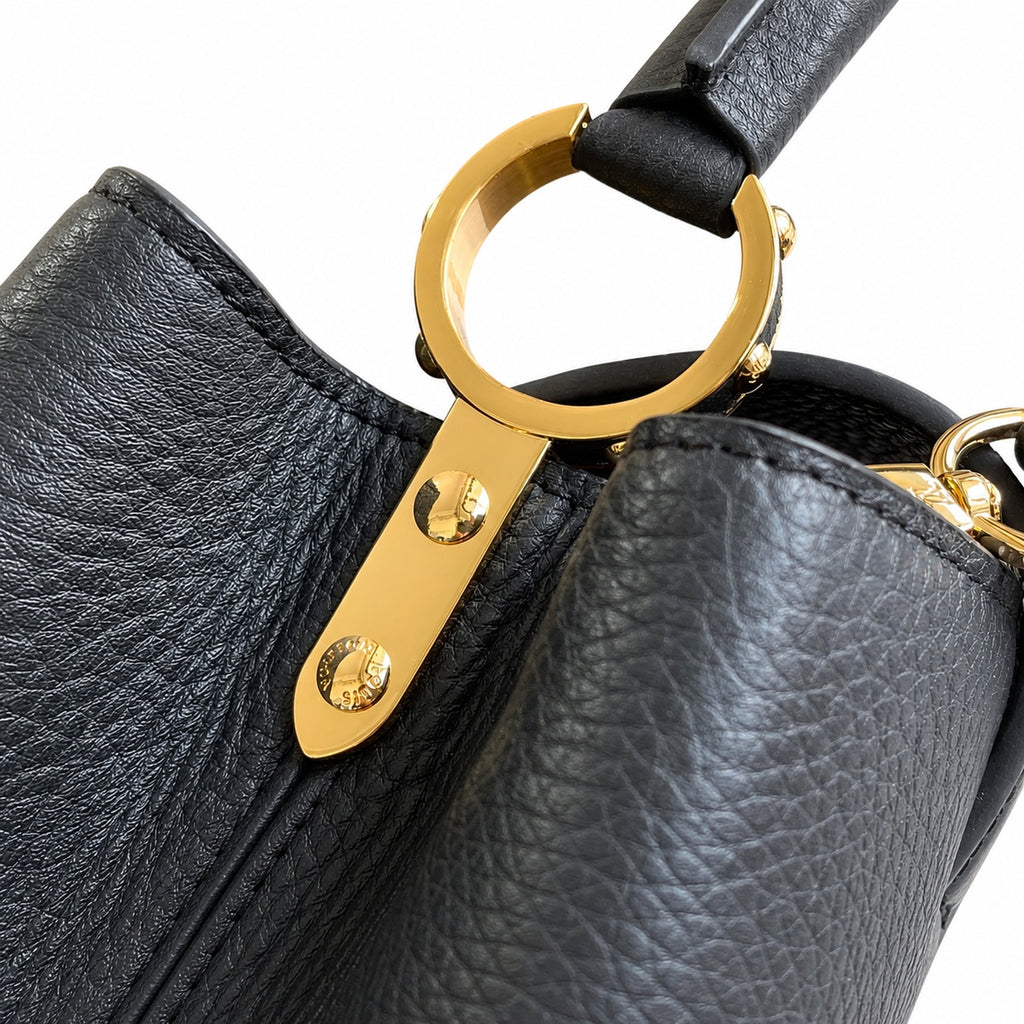 Louis Vuitton Capucines Medium Snakeskin Leather Black Gold Handbag