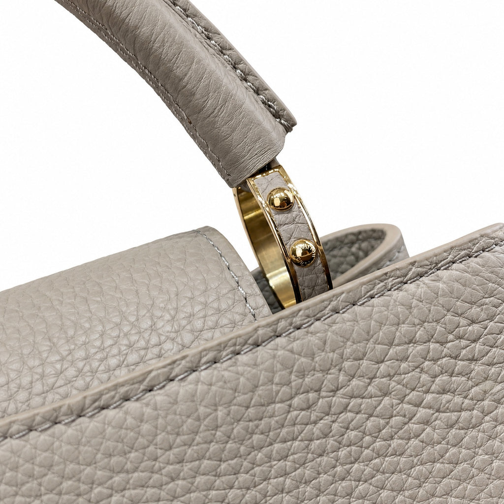 Louis Vuitton Capucines Mini Knit Leather Black Gray Pink Handbag
