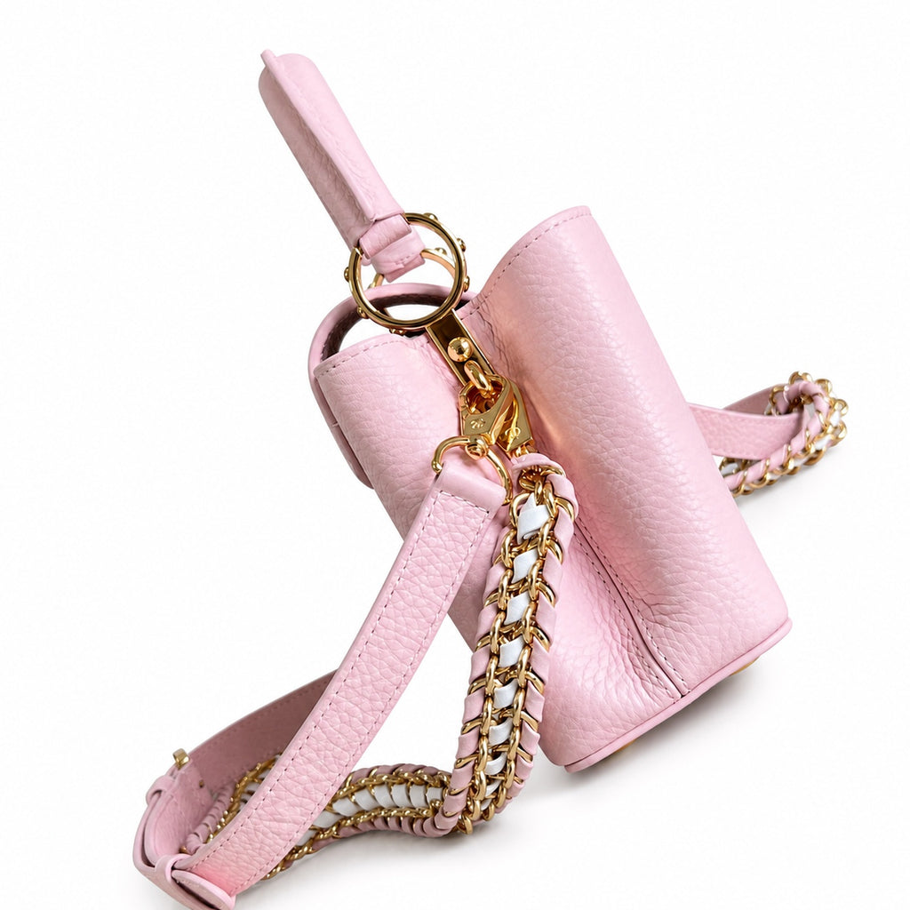 Louis Vuitton Capucines Small Knit Leather Pink Handbag