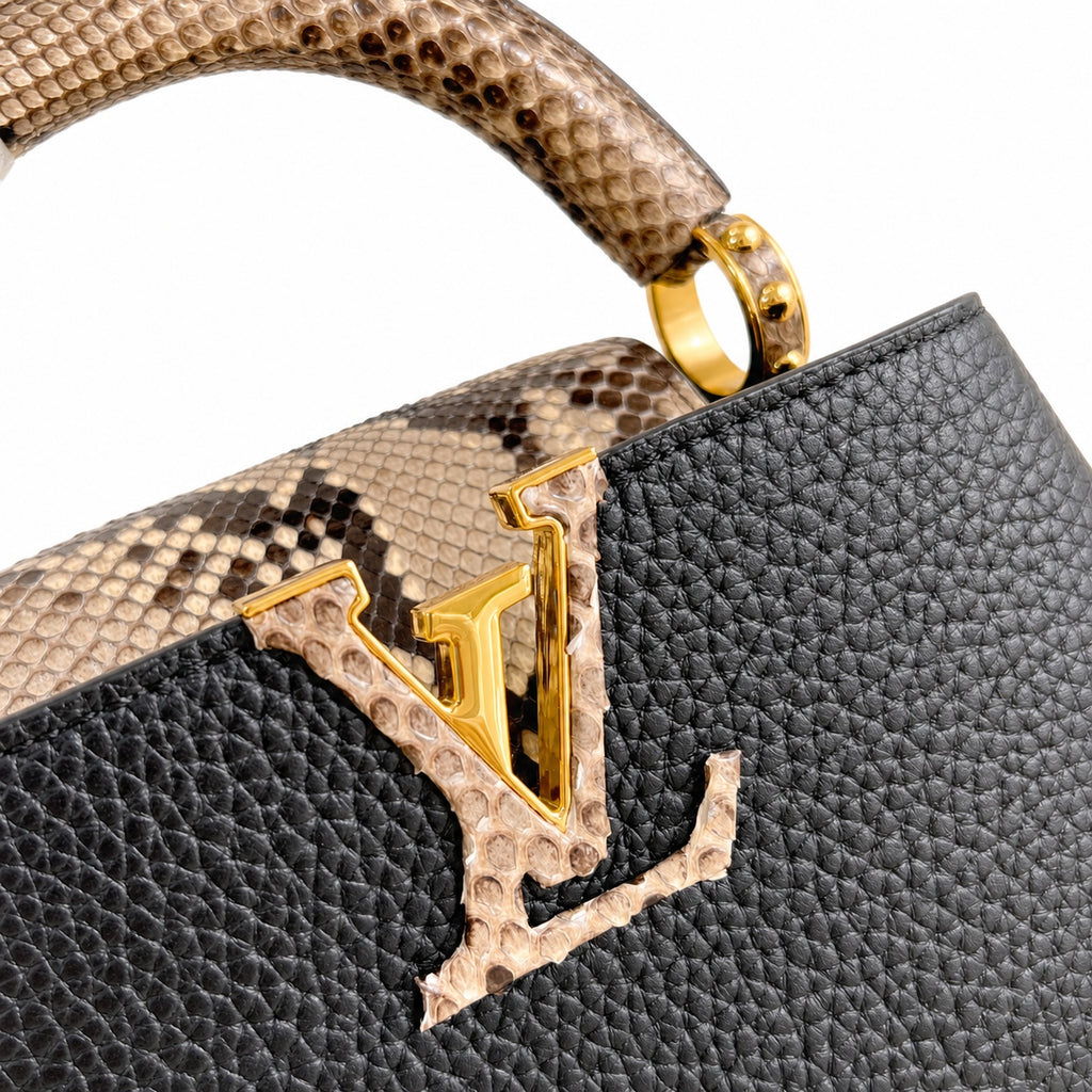 Louis Vuitton Capucines Mini Snakeskin Leather Black Handbag