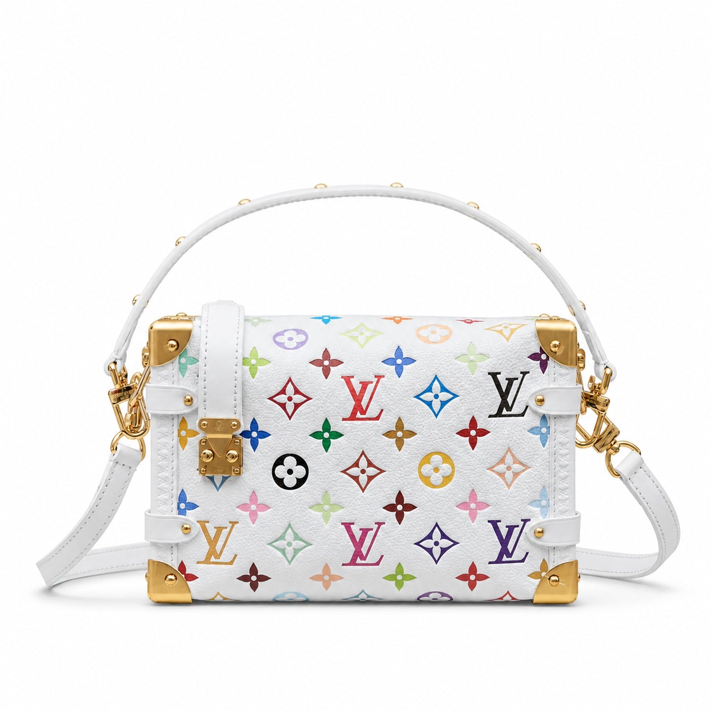 Louis Vuitton Side Trunk Medium Leather White Handbag