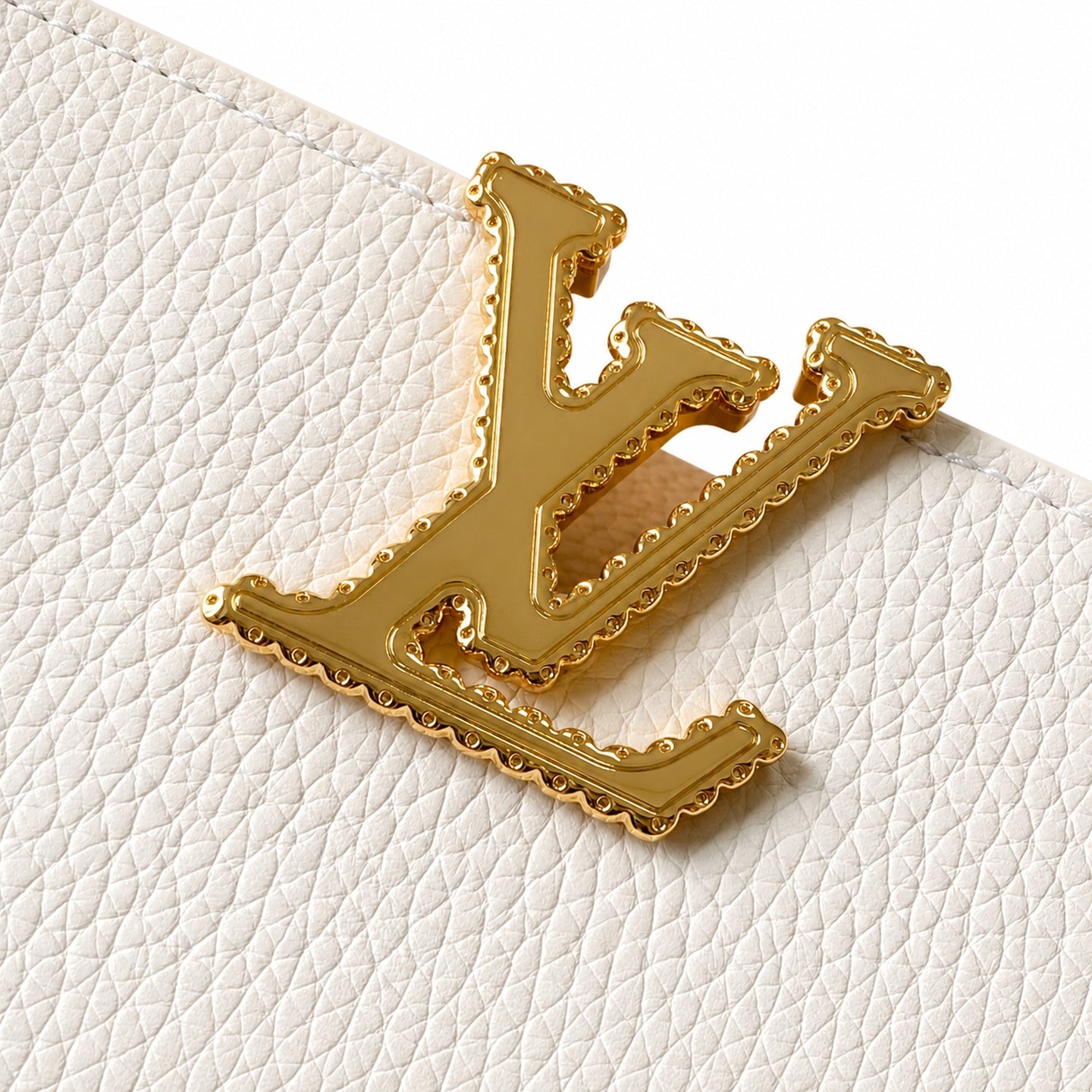 Louis Vuitton Capucines Leather White Brown Handbag