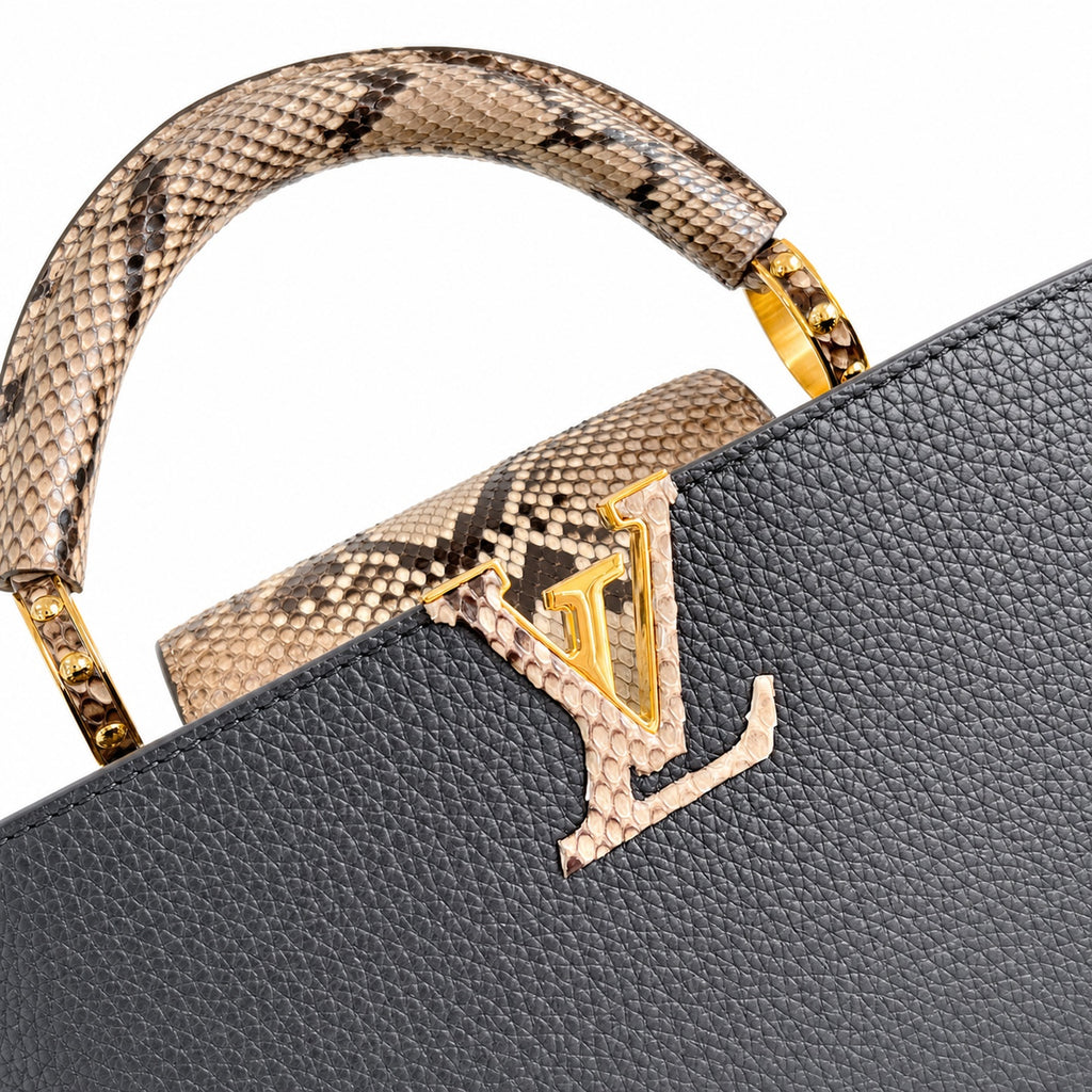 Louis Vuitton Capucines Small Snakeskin Leather Black Handbag