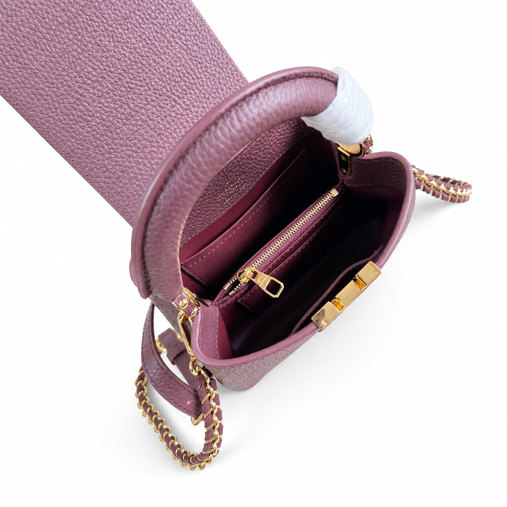 Louis Vuitton Capucines Mini Leather Burgundy Handbag