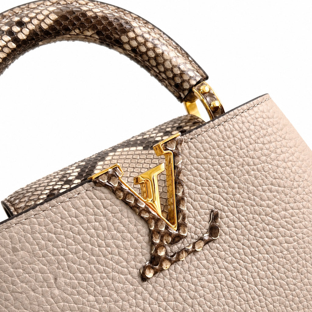 Louis Vuitton Capucines Mini Snakeskin Leather Gray Handbag