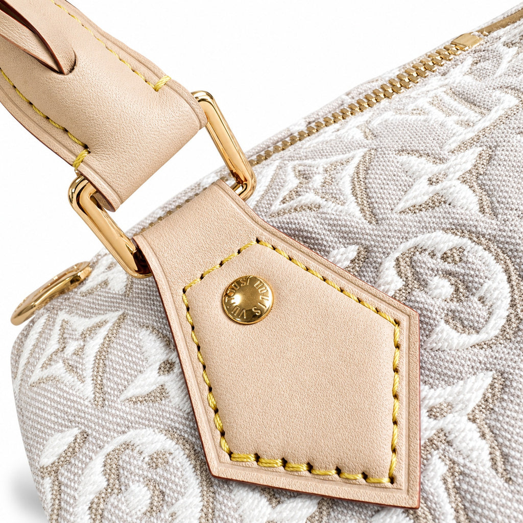 Louis Vuitton Speedy Embroidered Canvas Jacquard Leather Handbag