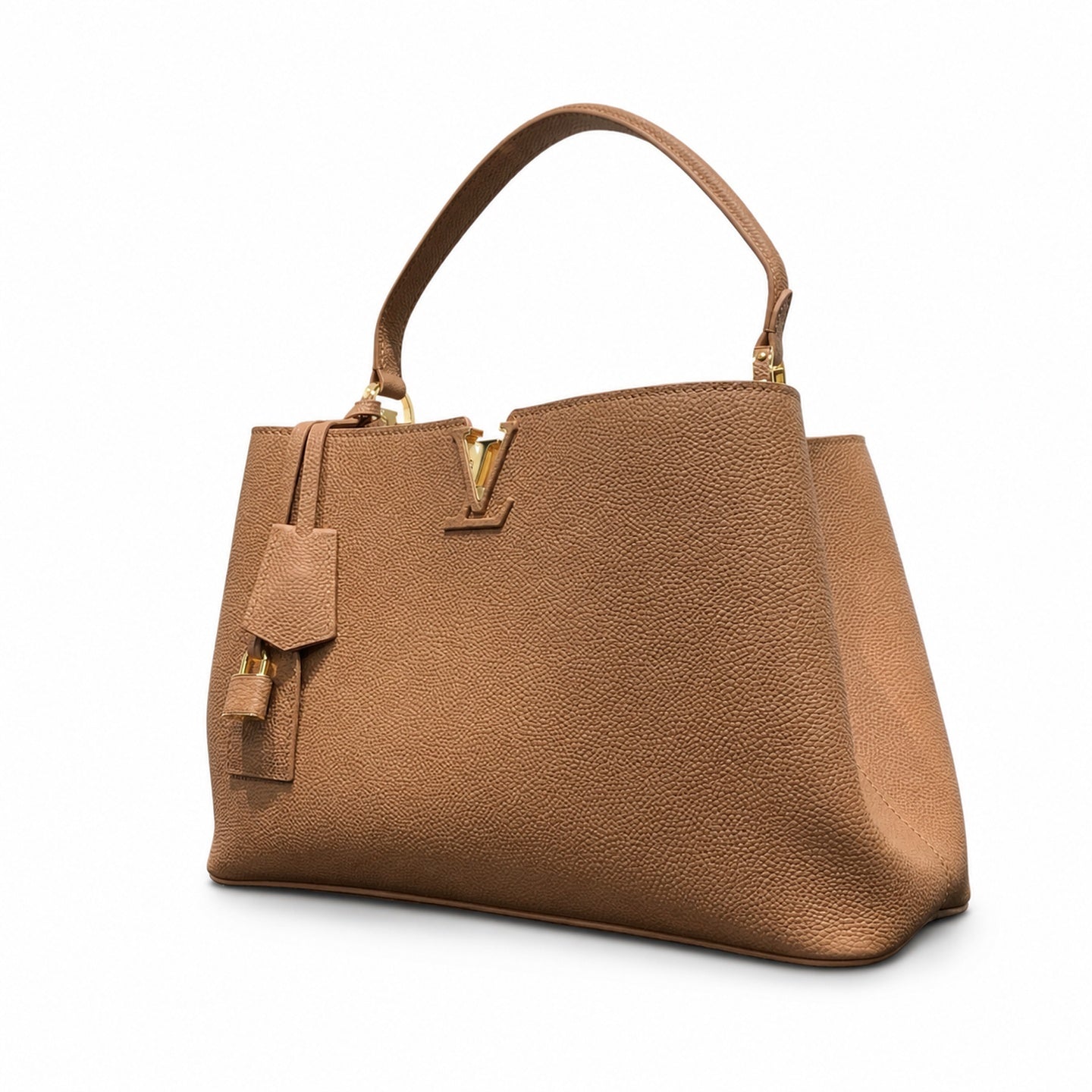 Louis Vuitton Capucines Leather Brown Gold Handbag