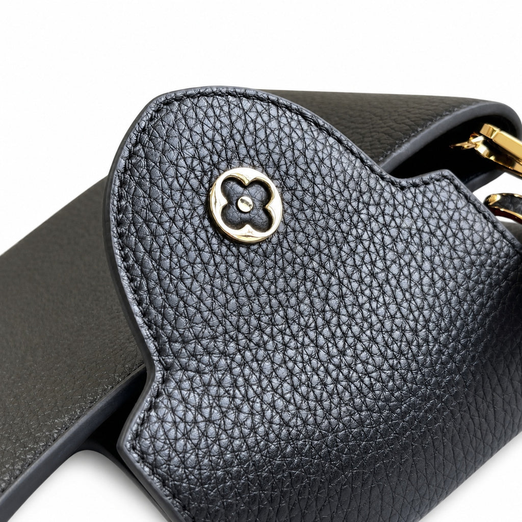 Louis Vuitton Capucines Small Leather Black Gold Handbag