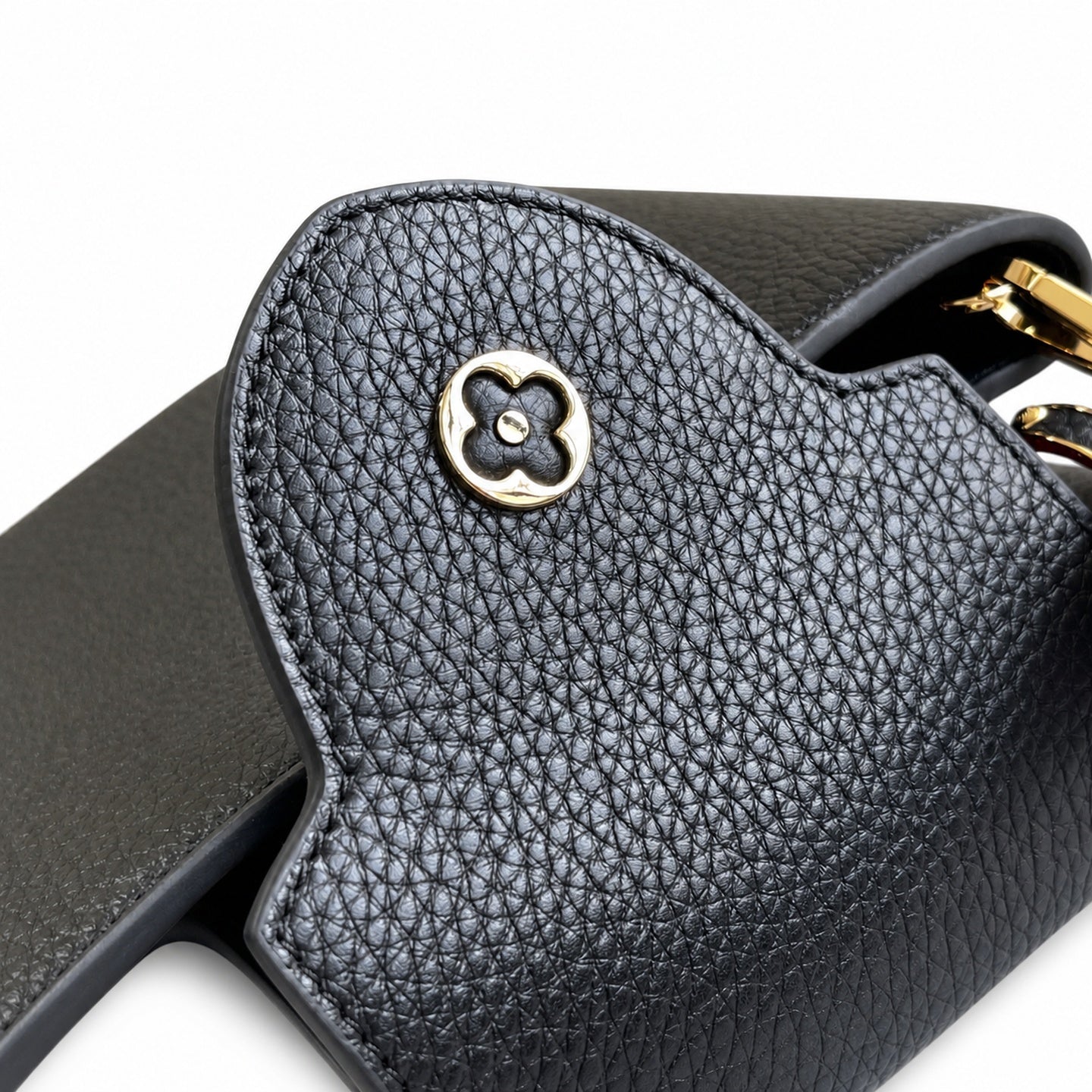 Louis Vuitton Capucines Small Leather Black Gold Handbag