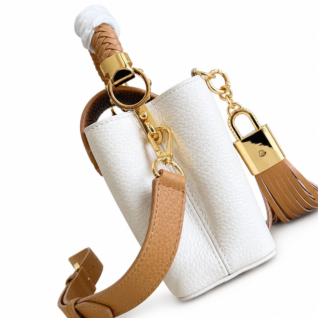 Louis Vuitton Capucines Mini Leather White Brown Handbag