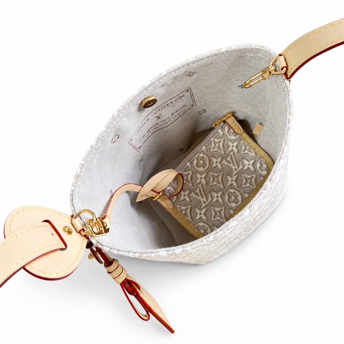 Louis Vuitton All In Embroidered Cotton Canvas Jacquard Leather Handbag