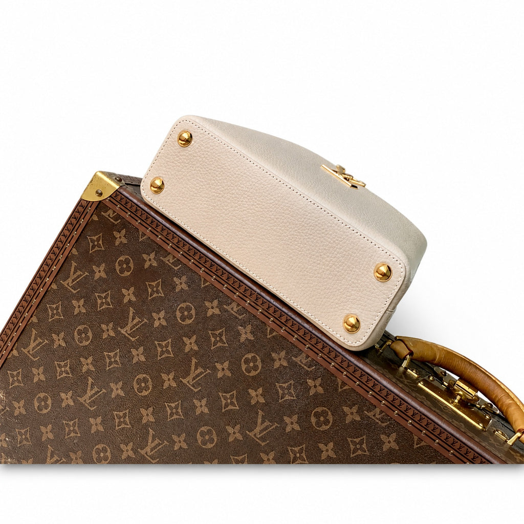 Louis Vuitton Capucines Small Leather Beige Gray Handbag