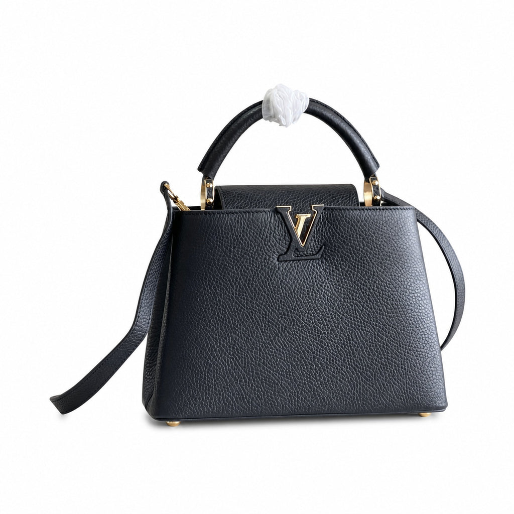 Louis Vuitton Capucines Small Leather Black Gold Handbag