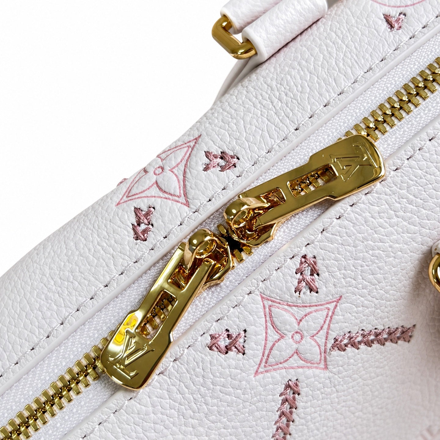 Louis Vuitton Speedy Bandouliere Embroidered Leather Pink Handbag