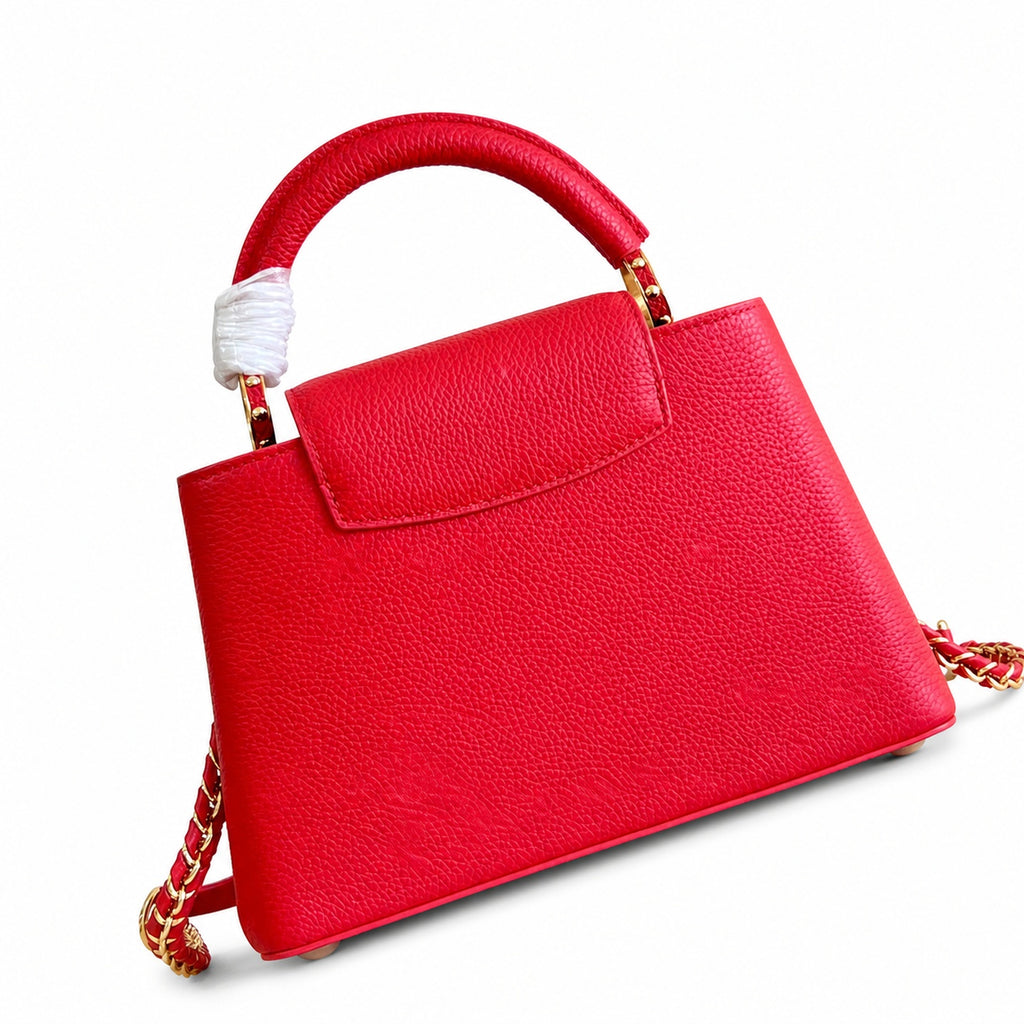 Louis Vuitton Capucines Takashi Murakami Small Denim Leather Red Gold Handbag