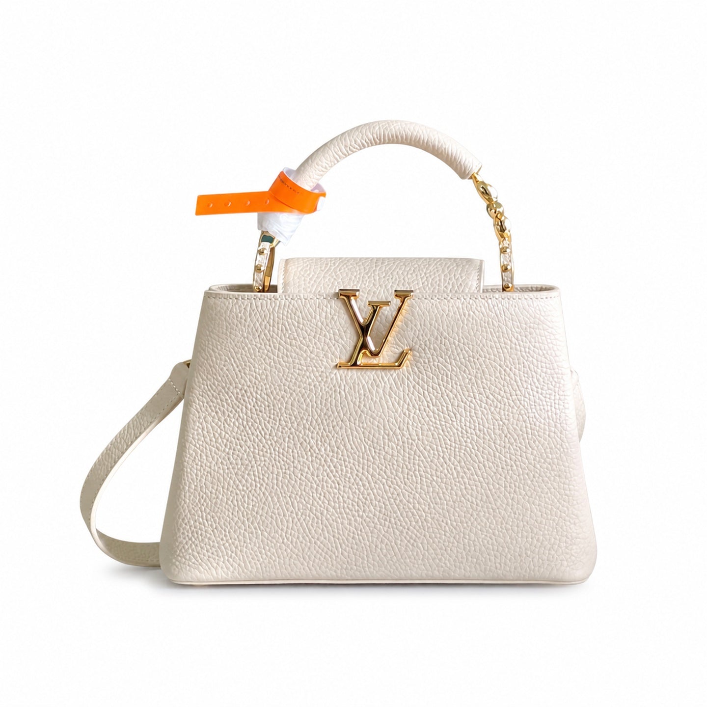 Louis Vuitton Capucines Leather White Gold Handbag