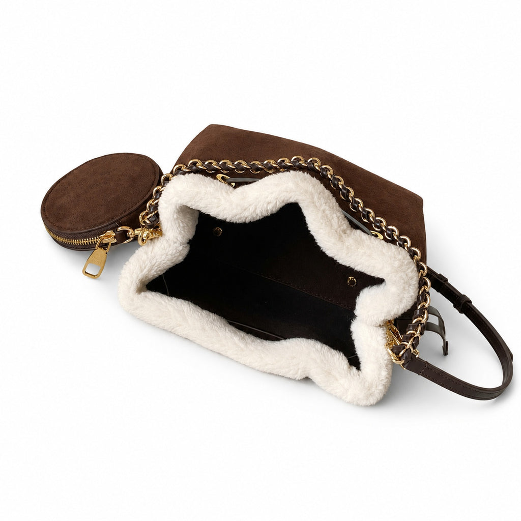 Louis Vuitton Zippy Suede Leather Handbag