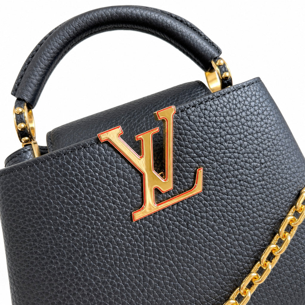 Louis Vuitton Capucines Takashi Murakami Mini Leather Black Handbag