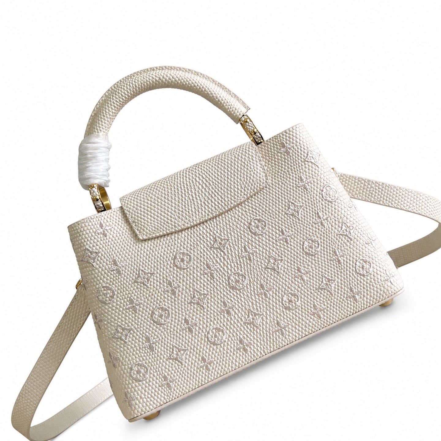 Louis Vuitton Capucines Small Embroidered Leather White Handbag