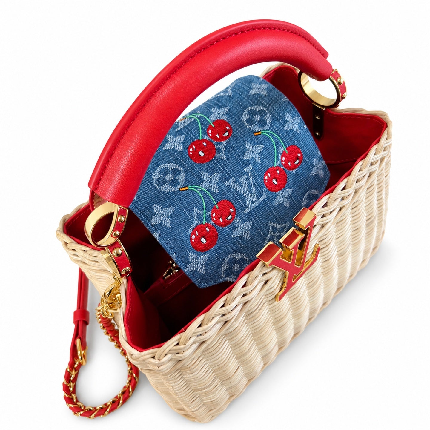 Louis Vuitton Capucines Takashi Murakami Small Red Handbag