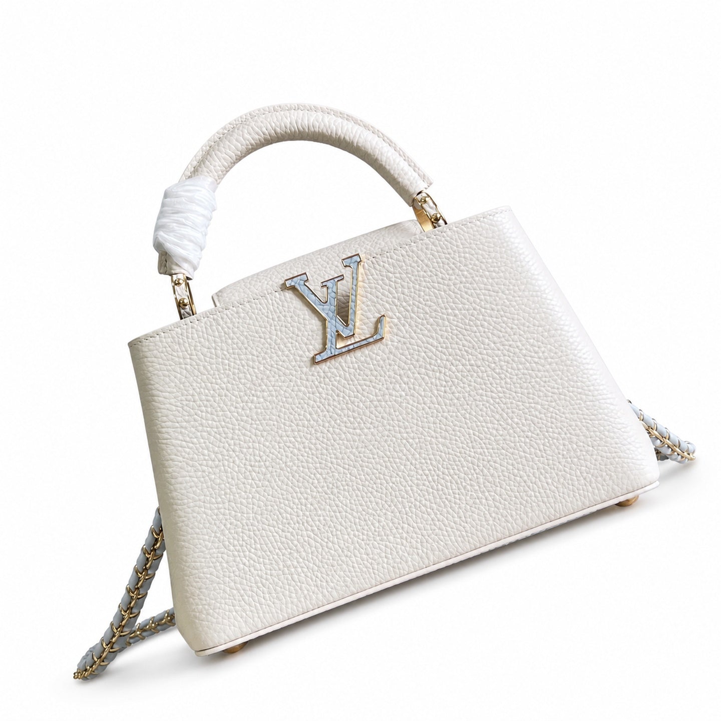 Louis Vuitton Capucines Small Leather White Blue Handbag