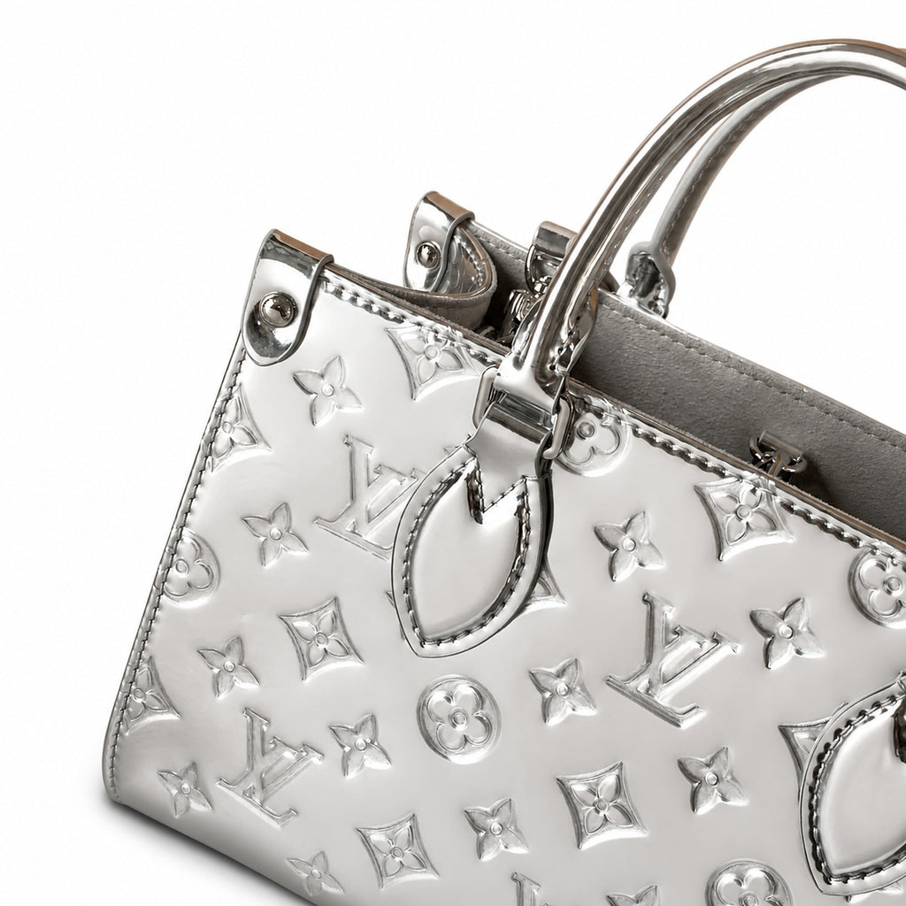 Louis Vuitton OnTheGo Small Cotton Canvas Silver Handbag