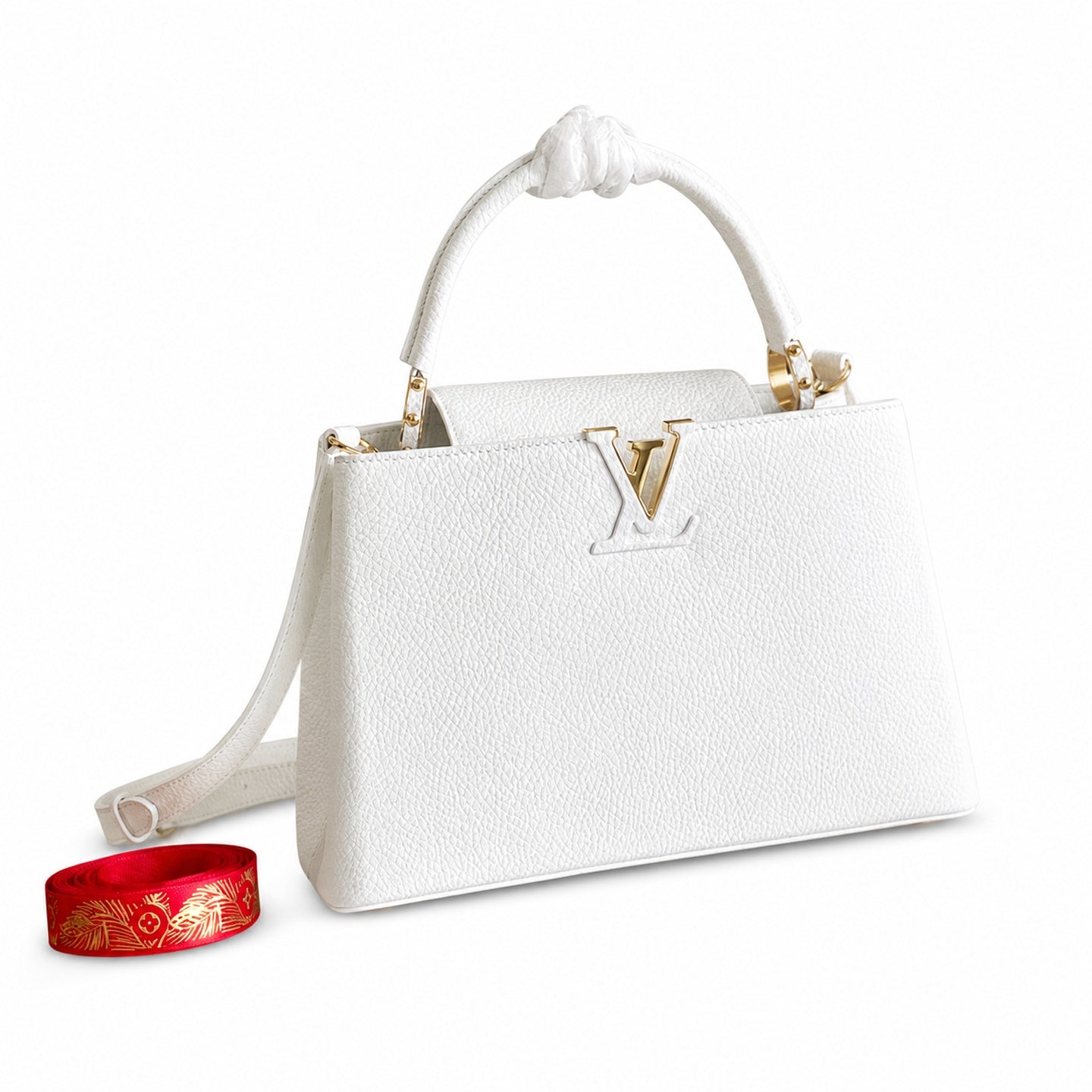 Louis Vuitton Capucines Medium Snakeskin Leather White Gold Handbag