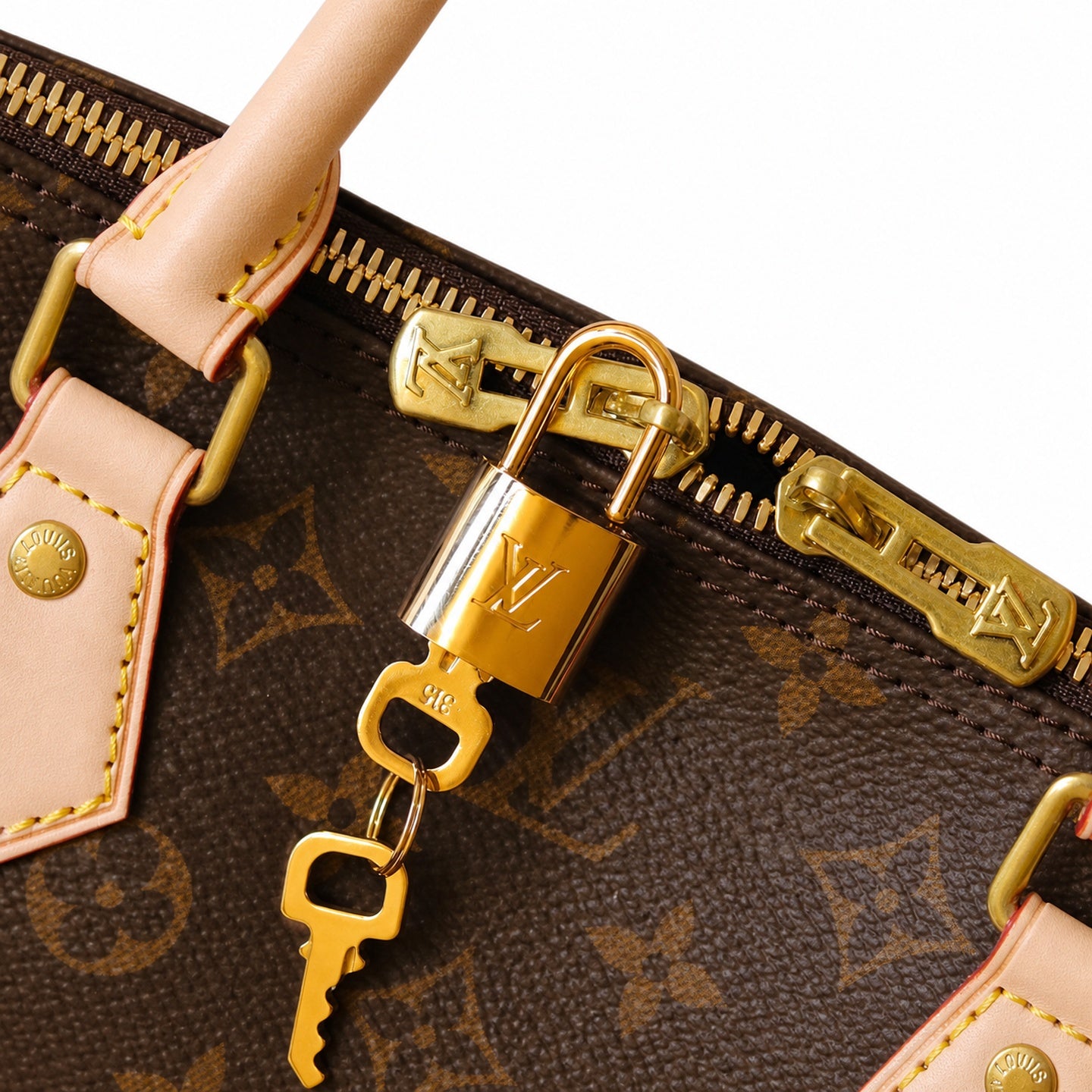 Louis Vuitton Speedy Bandouliere Canvas Leather Handbag