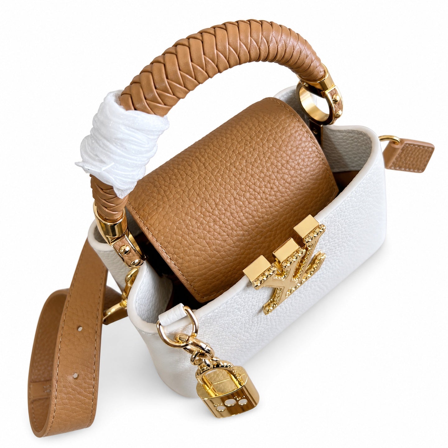 Louis Vuitton Capucines Mini Leather White Brown Handbag