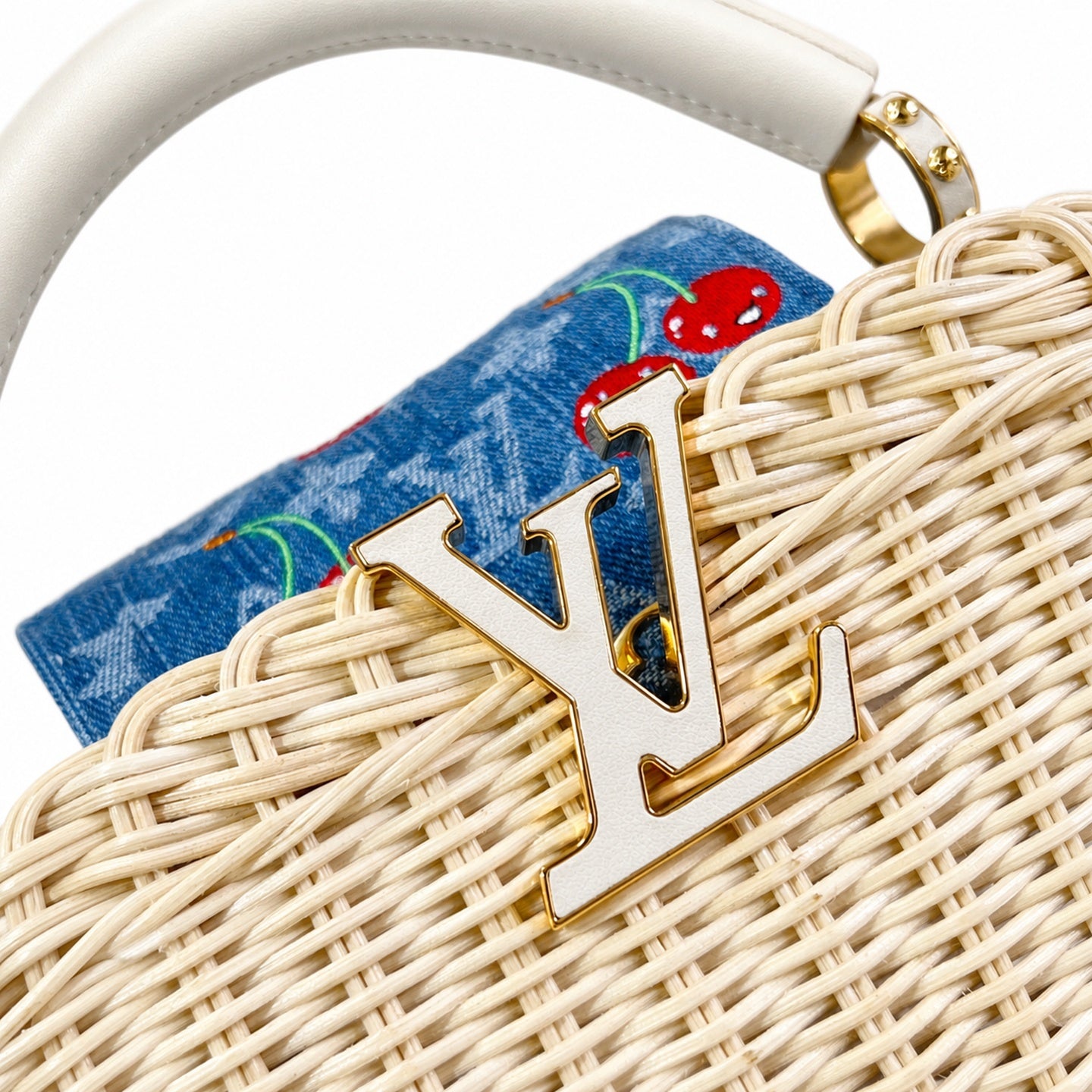 Louis Vuitton Capucines Takashi Murakami Mini White Handbag