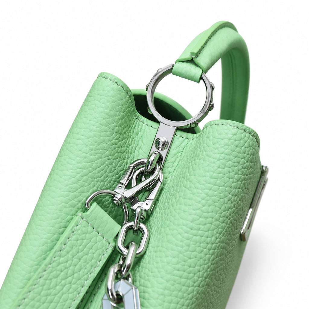 Louis Vuitton Capucines Small Leather Green Silver Handbag
