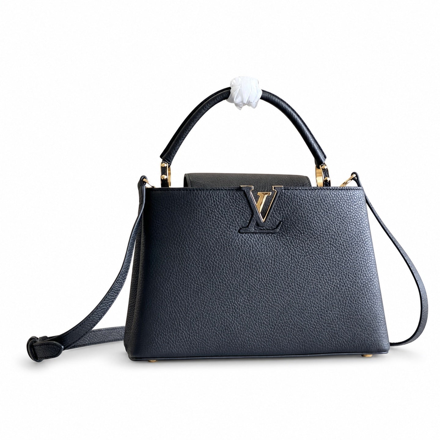 Louis Vuitton Capucines Medium Snakeskin Leather Black Gold Handbag