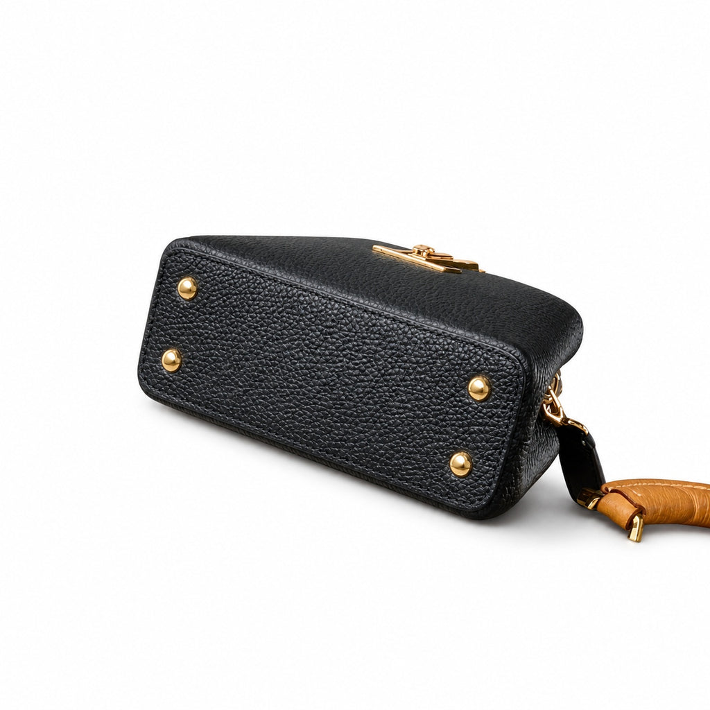 Louis Vuitton Capucines Mini Leather Black Gold Handbag