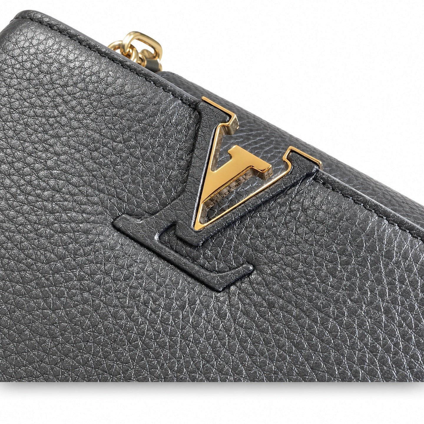 Louis Vuitton Capucines Small Leather Black Gold Handbag